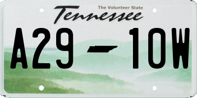 TN license plate A2910W