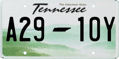 TN license plate A2910Y
