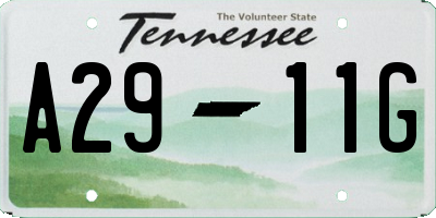 TN license plate A2911G