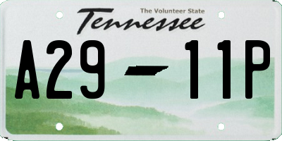 TN license plate A2911P