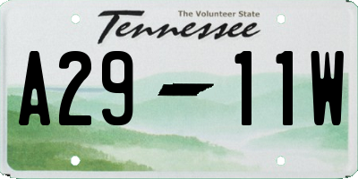 TN license plate A2911W
