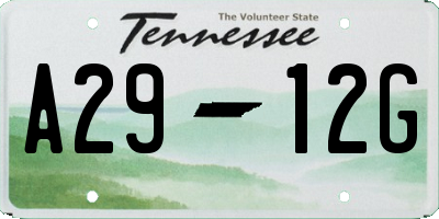 TN license plate A2912G