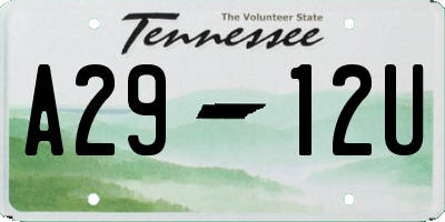 TN license plate A2912U