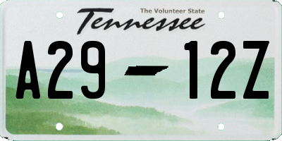 TN license plate A2912Z