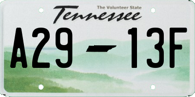 TN license plate A2913F