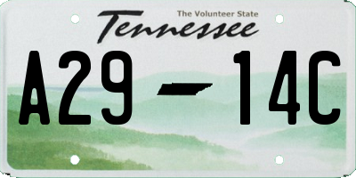 TN license plate A2914C