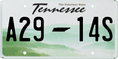 TN license plate A2914S
