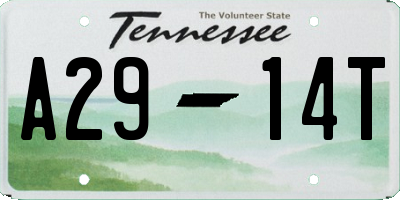 TN license plate A2914T
