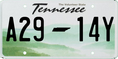 TN license plate A2914Y