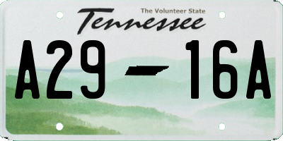 TN license plate A2916A