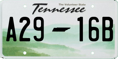 TN license plate A2916B