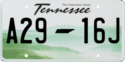 TN license plate A2916J