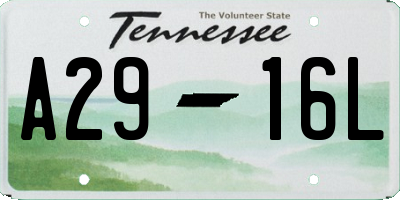 TN license plate A2916L