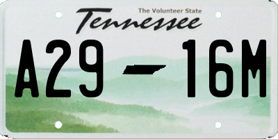 TN license plate A2916M