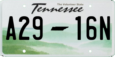 TN license plate A2916N