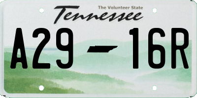 TN license plate A2916R