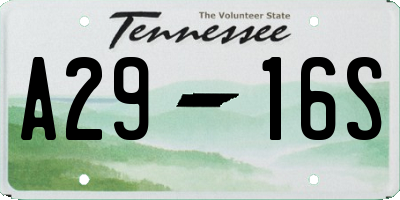 TN license plate A2916S