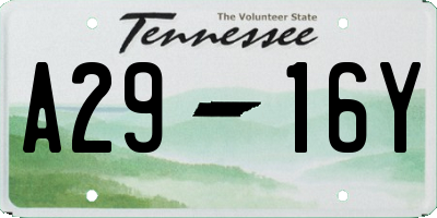 TN license plate A2916Y