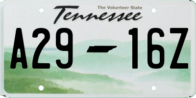 TN license plate A2916Z