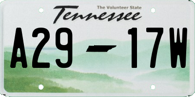 TN license plate A2917W