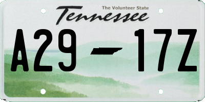 TN license plate A2917Z