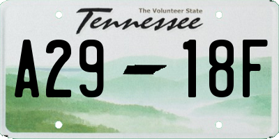TN license plate A2918F