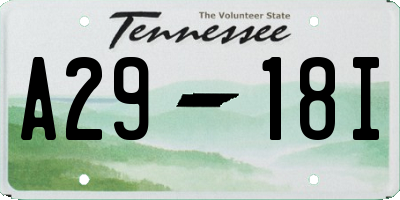 TN license plate A2918I