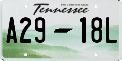TN license plate A2918L
