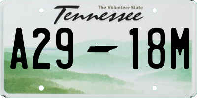 TN license plate A2918M