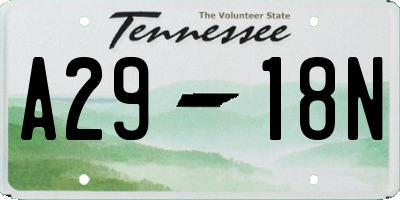 TN license plate A2918N
