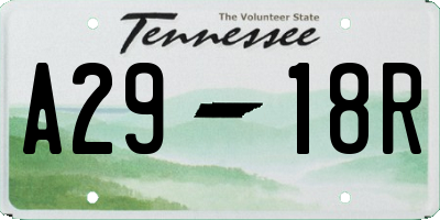 TN license plate A2918R