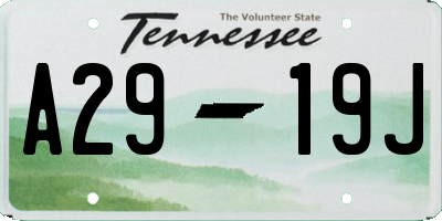 TN license plate A2919J