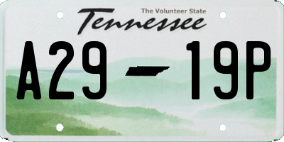 TN license plate A2919P