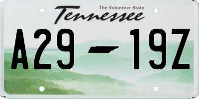 TN license plate A2919Z