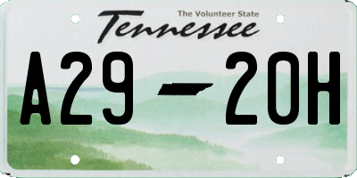 TN license plate A2920H