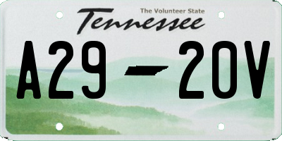 TN license plate A2920V