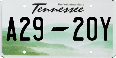 TN license plate A2920Y