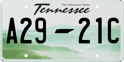 TN license plate A2921C