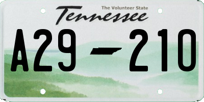 TN license plate A2921O