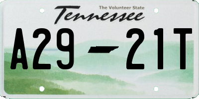 TN license plate A2921T