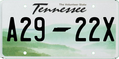 TN license plate A2922X
