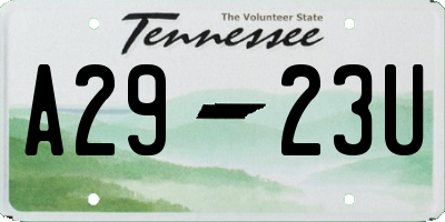 TN license plate A2923U