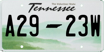 TN license plate A2923W