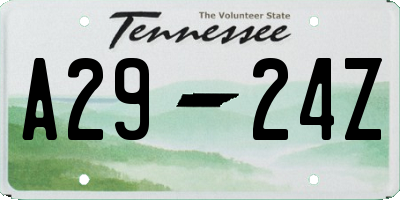 TN license plate A2924Z