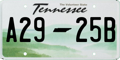 TN license plate A2925B