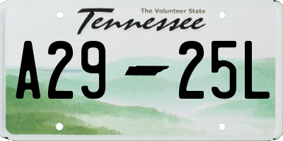 TN license plate A2925L