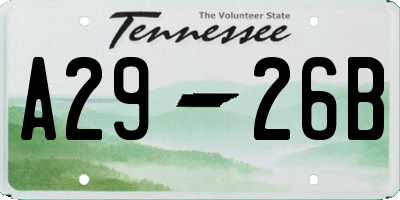TN license plate A2926B