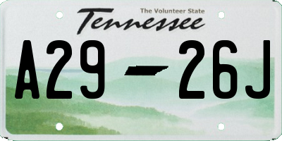 TN license plate A2926J