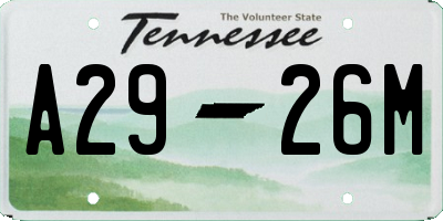 TN license plate A2926M