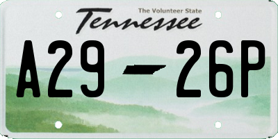 TN license plate A2926P